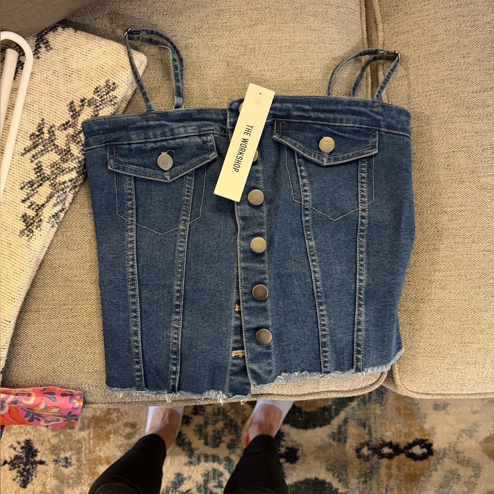 Denim Button-Up Corset Top
